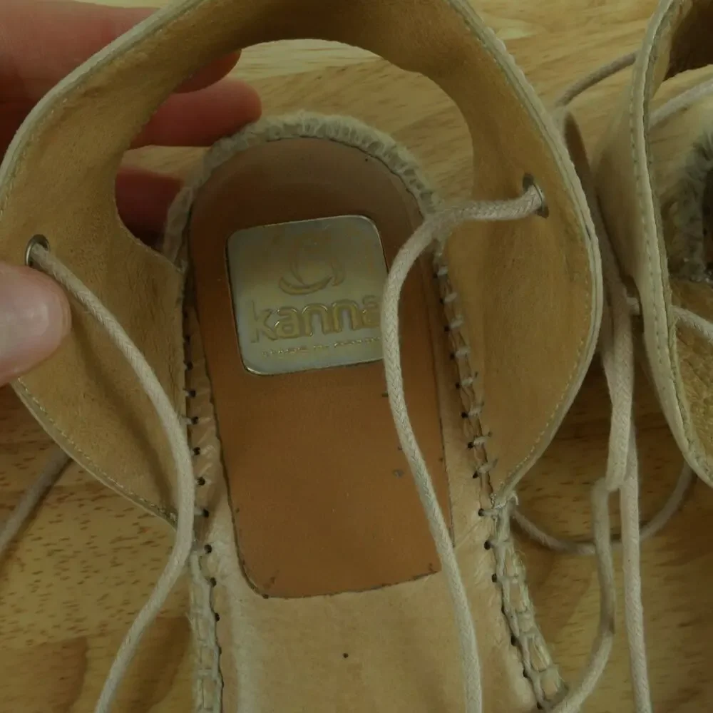 Kanna EU 41 US 10 Espadrilles Ankle Tie Sandals Preppy Coastal Resort Vacation